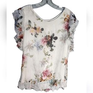 Viola Borghi women's made in Italy silk blend floral overlay top size L
